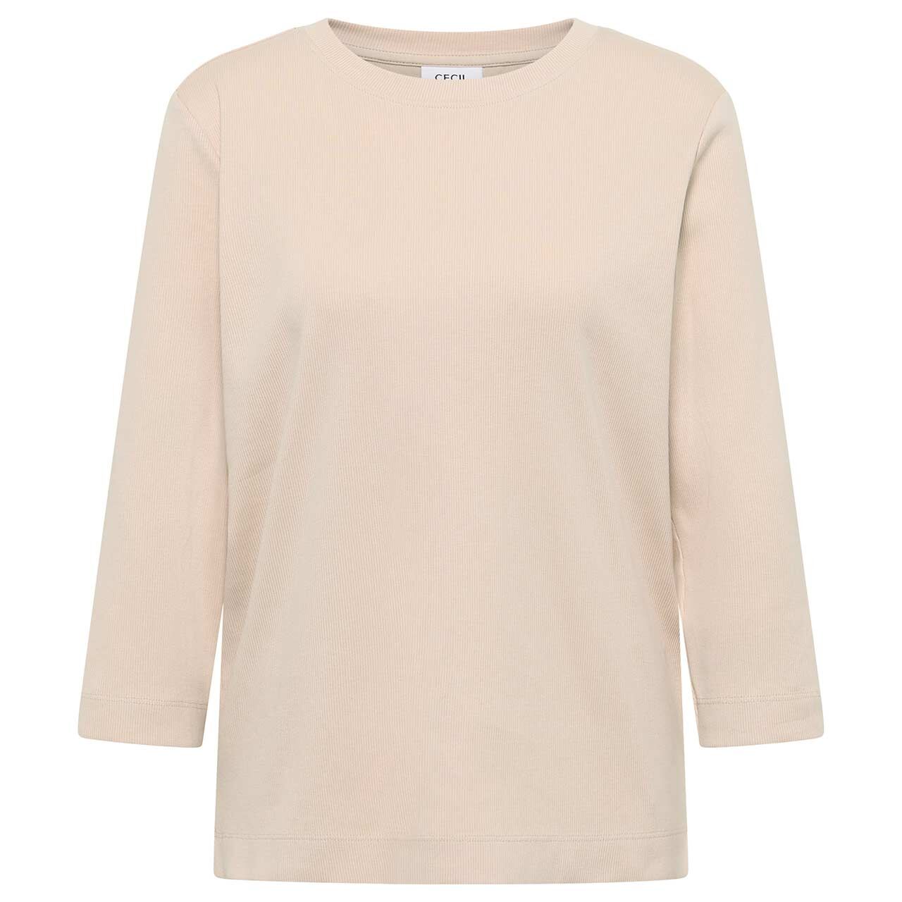 Cecil Damen 3/4 Arm Shirt Solid Rib oat milk beige