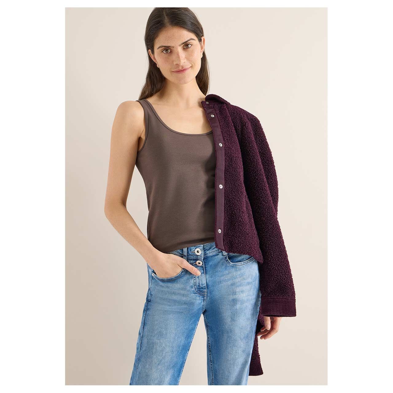 Damen Top Linda von Cecil in Braun, Vorderansicht am Model