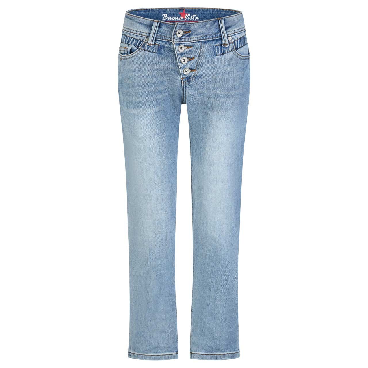 Damenjeans Malibu Straight 7/8 R Stretch Denim in Hellblau angewaschen, Vorderansicht