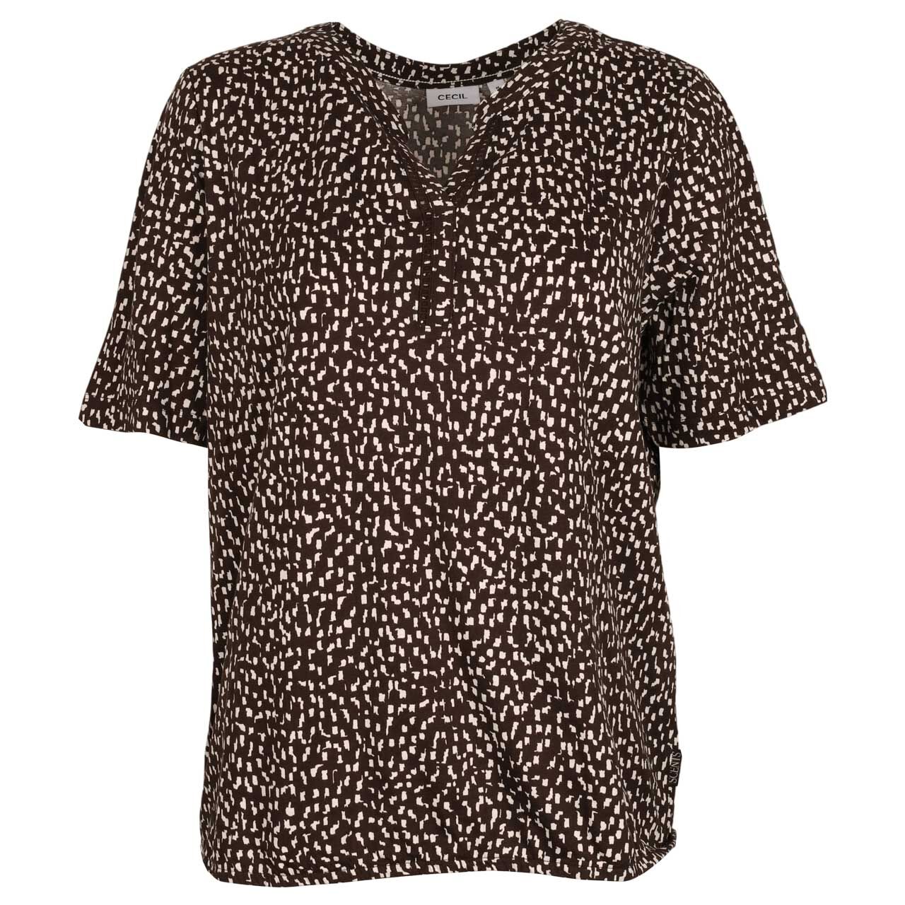 Cecil Damen T-Shirt Minimal Lace Tunic brown cacao