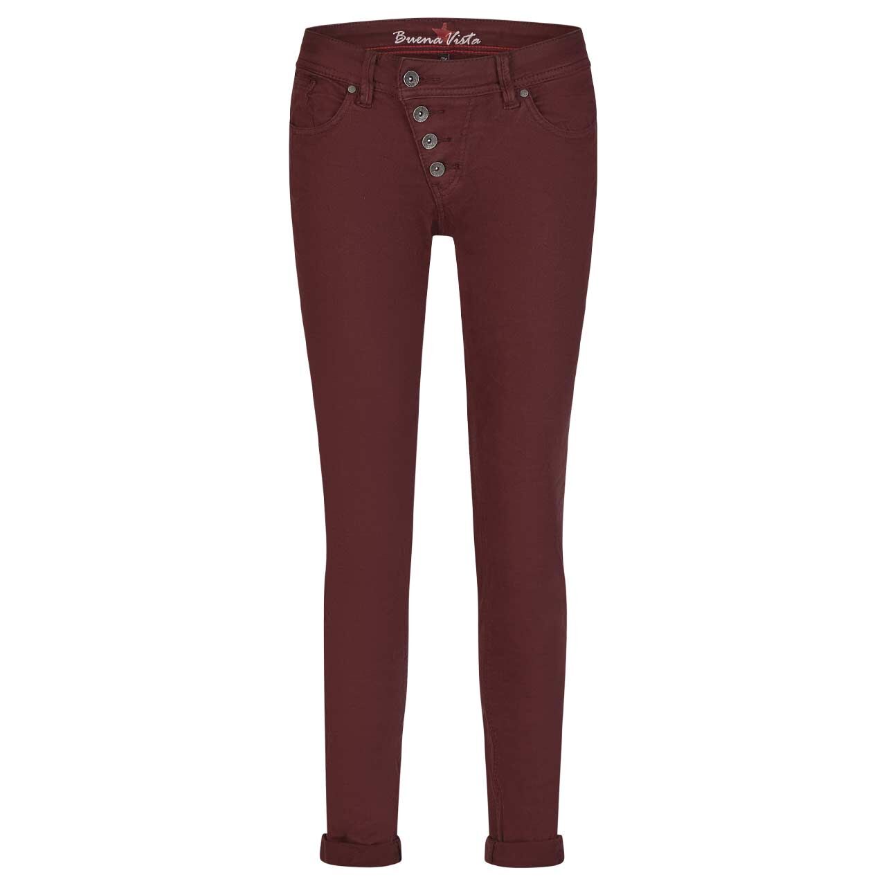 Damen Baumwollhose Malibu Stretch Twill von Buena Vista in Burgunderrot, Vorderansicht