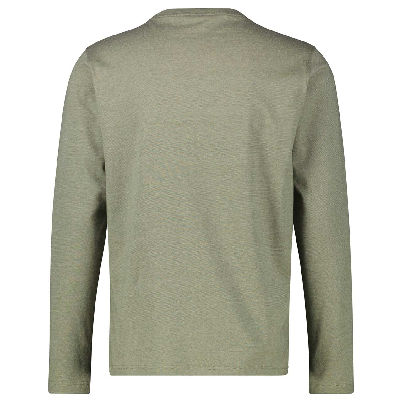 Herren Langarm Shirt Henley von Lerros in Grün meliert, Rückansicht