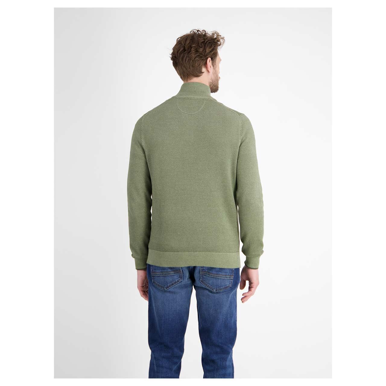 Herren Pullover Troyer von Lerros in Grün, Rückansicht am Model