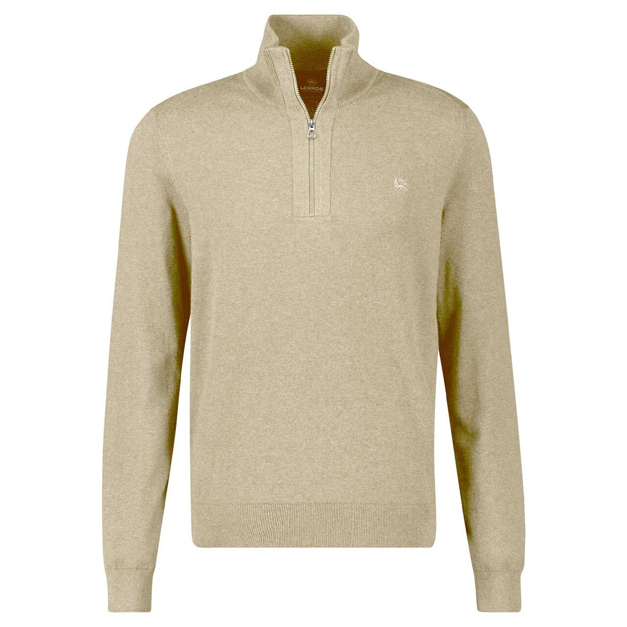 Lerros Herren Pullover Troyer soft tender beige melange