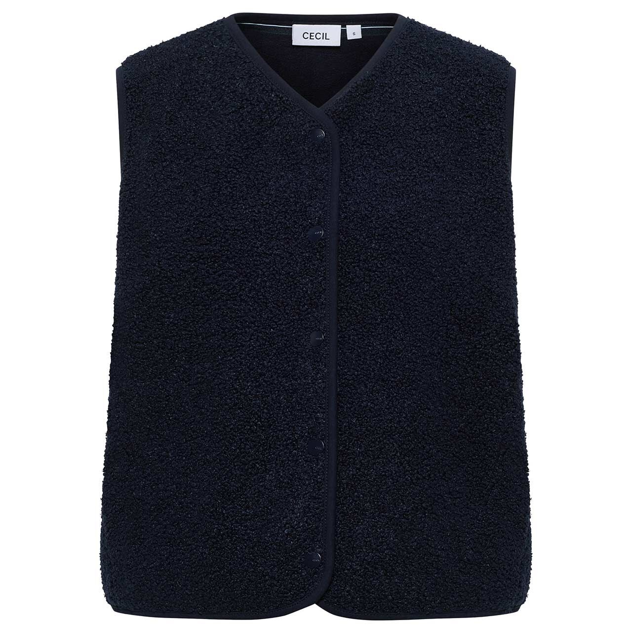 Cecil Damen Weste Curly Fake Wool Vest urban dark blue