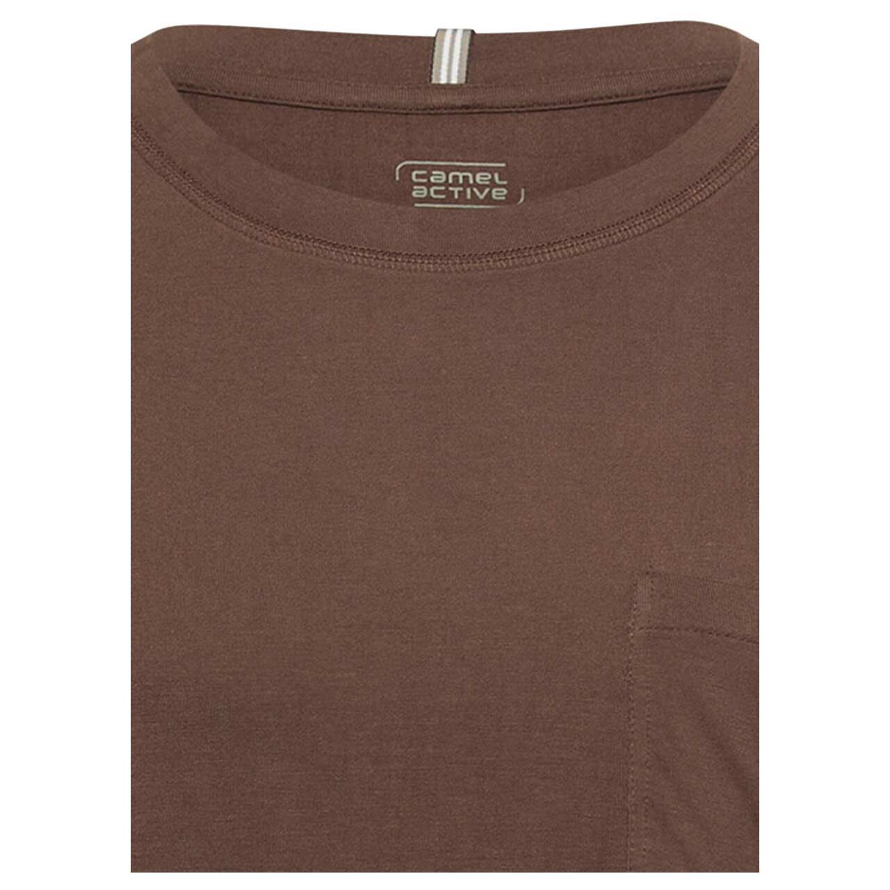 Damen 3/4 Arm Shirt von Camel active in Dunkelbraun, detaillierte Vorderansicht