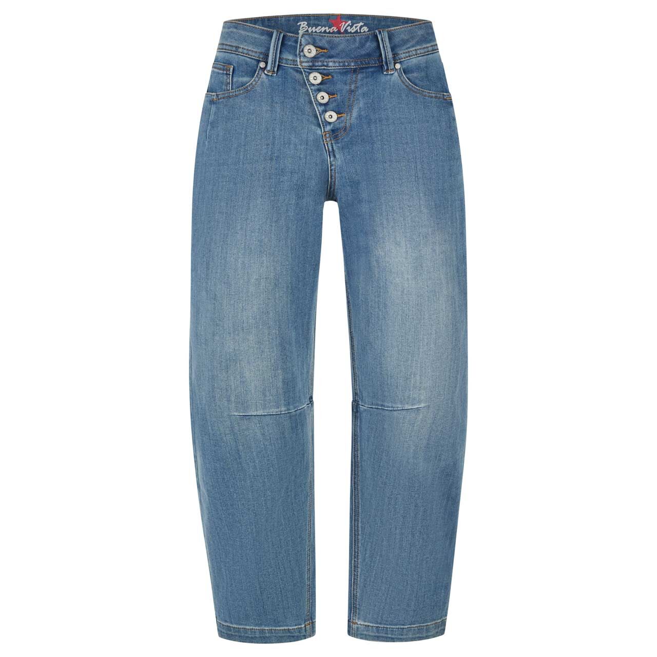 Damenjeans Malibu 7/8 Relaxed Stretch Denim von Buena Vista in Blau angewaschen, Vorderansicht