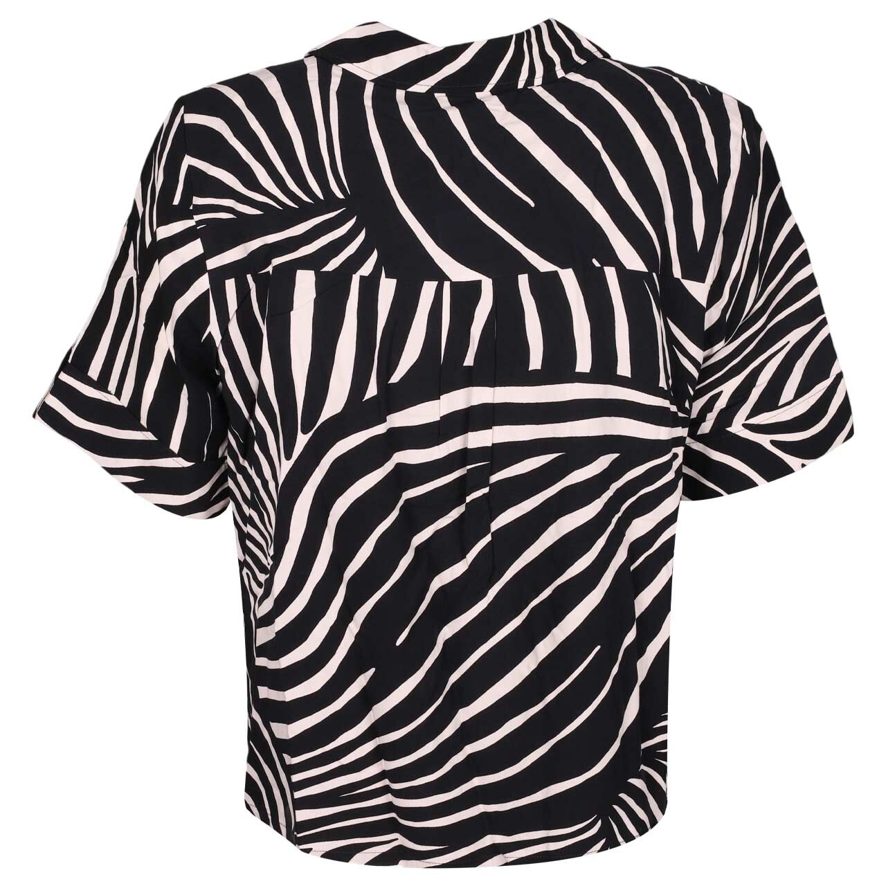 Damen Kurzarm Bluse Buttoned Shirtcollar von Street One in Schwarz mit Print, Rückansicht
