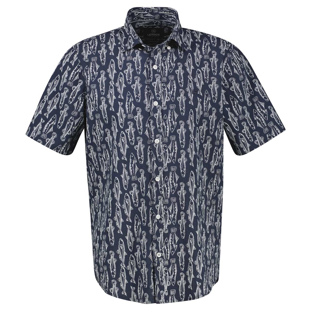Lerros Herren 1/2 Arm Hemd classic navy print