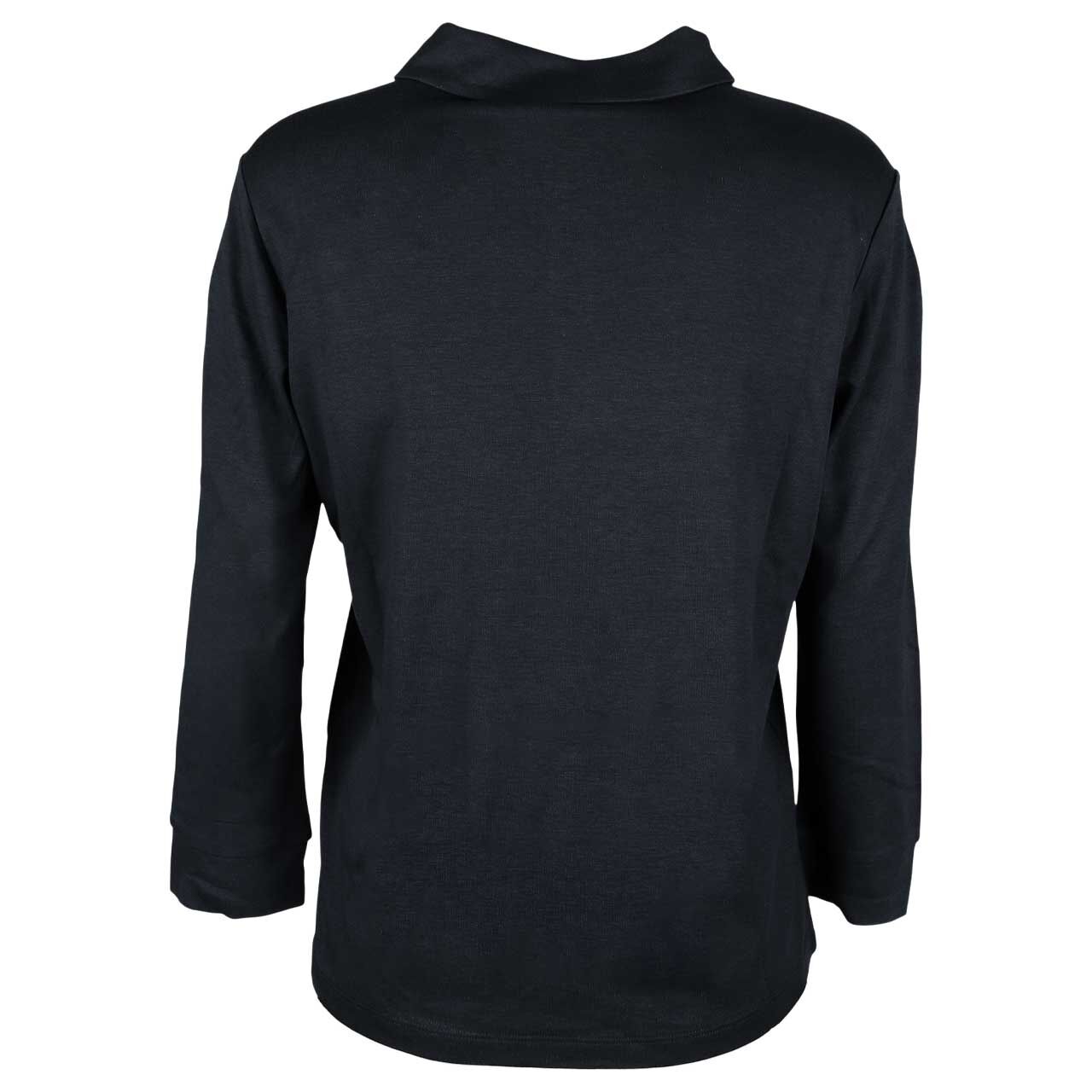 Damen 3/4 Arm Poloshirt Basic Zipper von Street One in Dunkelblau, Rückansicht