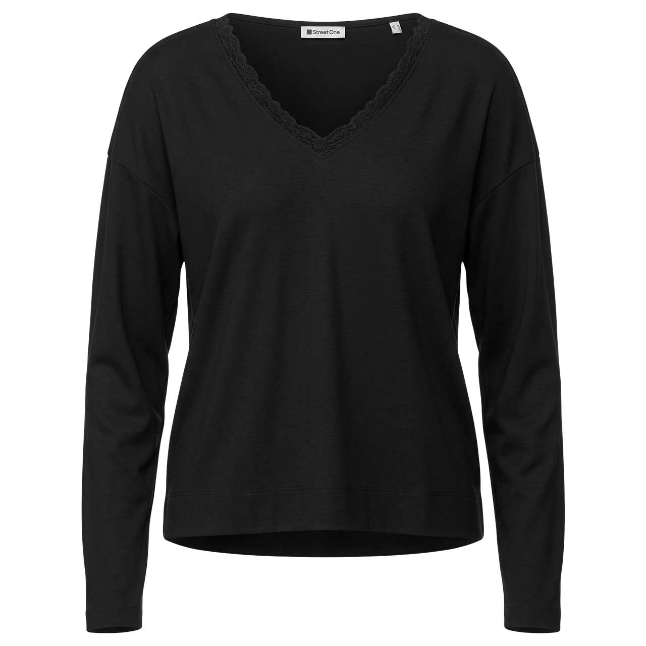 Street One Damen Langarm Shirt Soft Lace Collar black