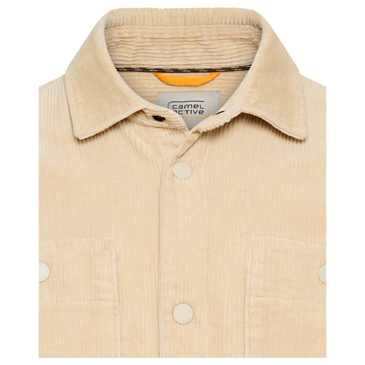 Herren Cord Hemdjacke von Camel active in Hellbeige, detaillierte Vorderansicht