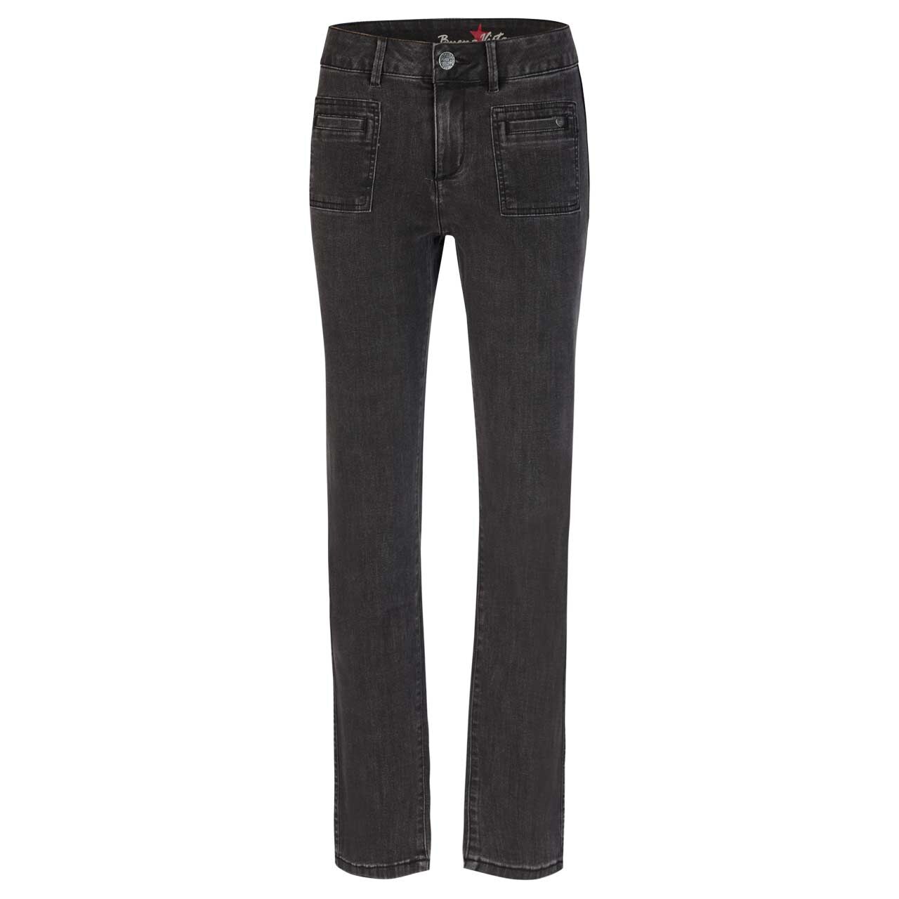 Damenjeans Stella-Zip Stretch Denim von Buena Vista in Dunkelgrau verwaschen, Vorderansicht