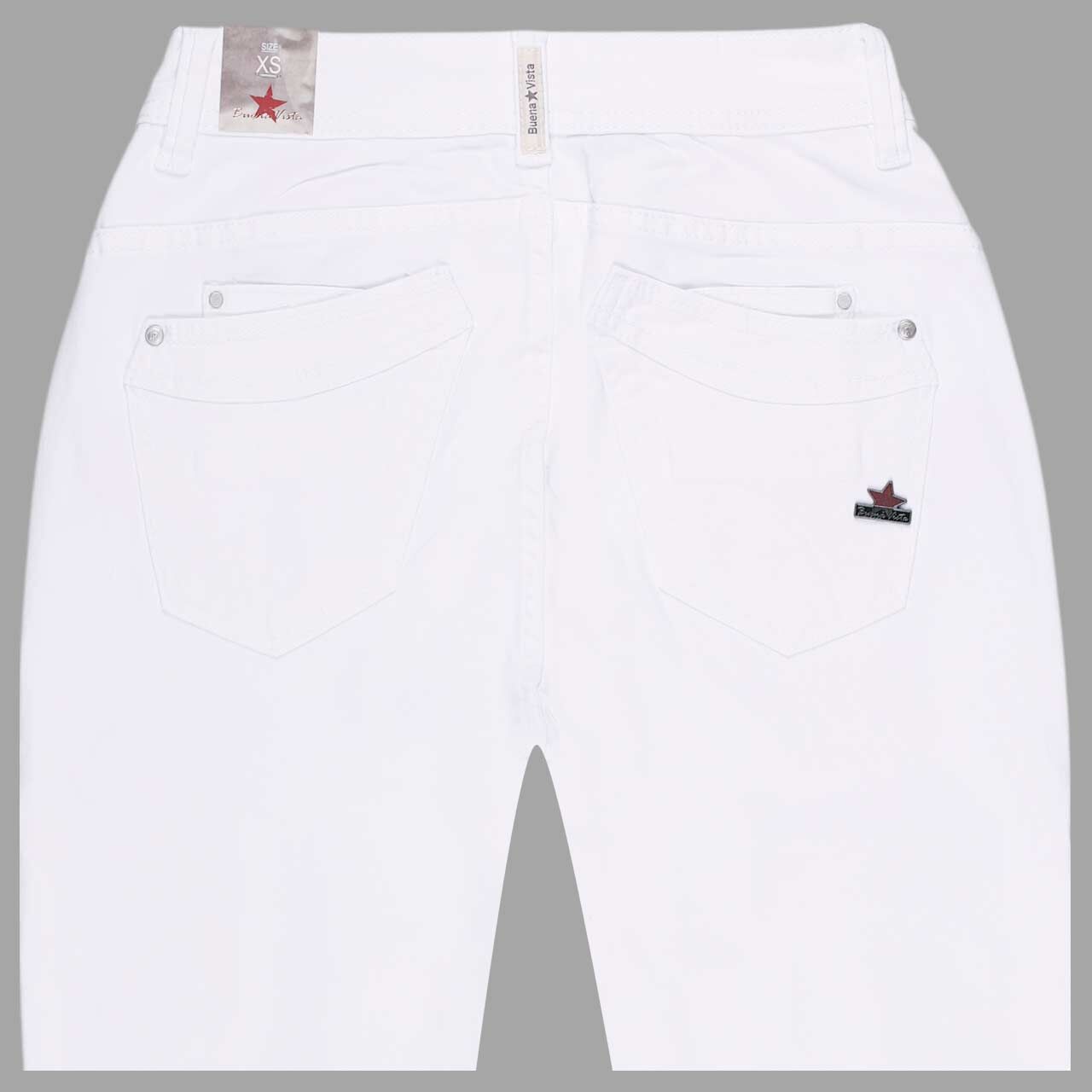 Damen Baumwollhose Malibu-Zip High 7/8 Stretch Twill von Buena Vista in Weiß, detaillierte Rückansicht