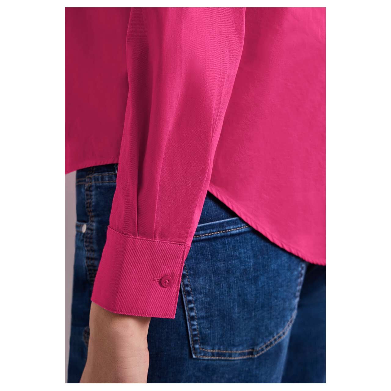 Street One Damen Langarm Bluse Cotton Shirtcollar magenta dream
