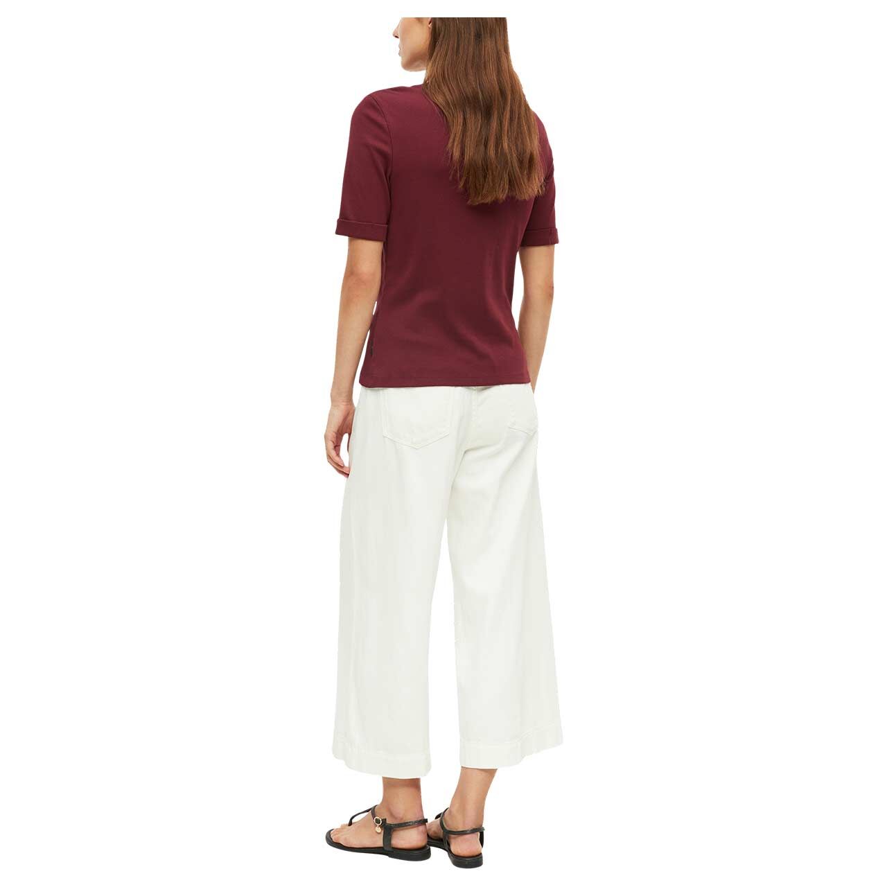 s. Oliver Damen T-Shirt in Dunkelrot, Rückansicht am Model
