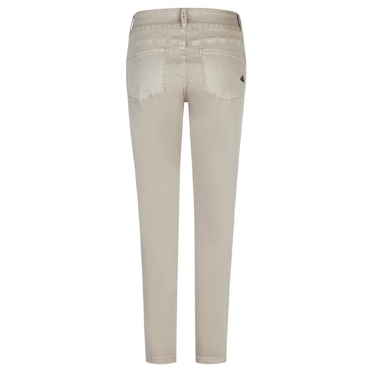Damen Baumwollhose Ankle Tummyless Cropped Stretch Twill von Buena Vista in Beige, Rückansicht
