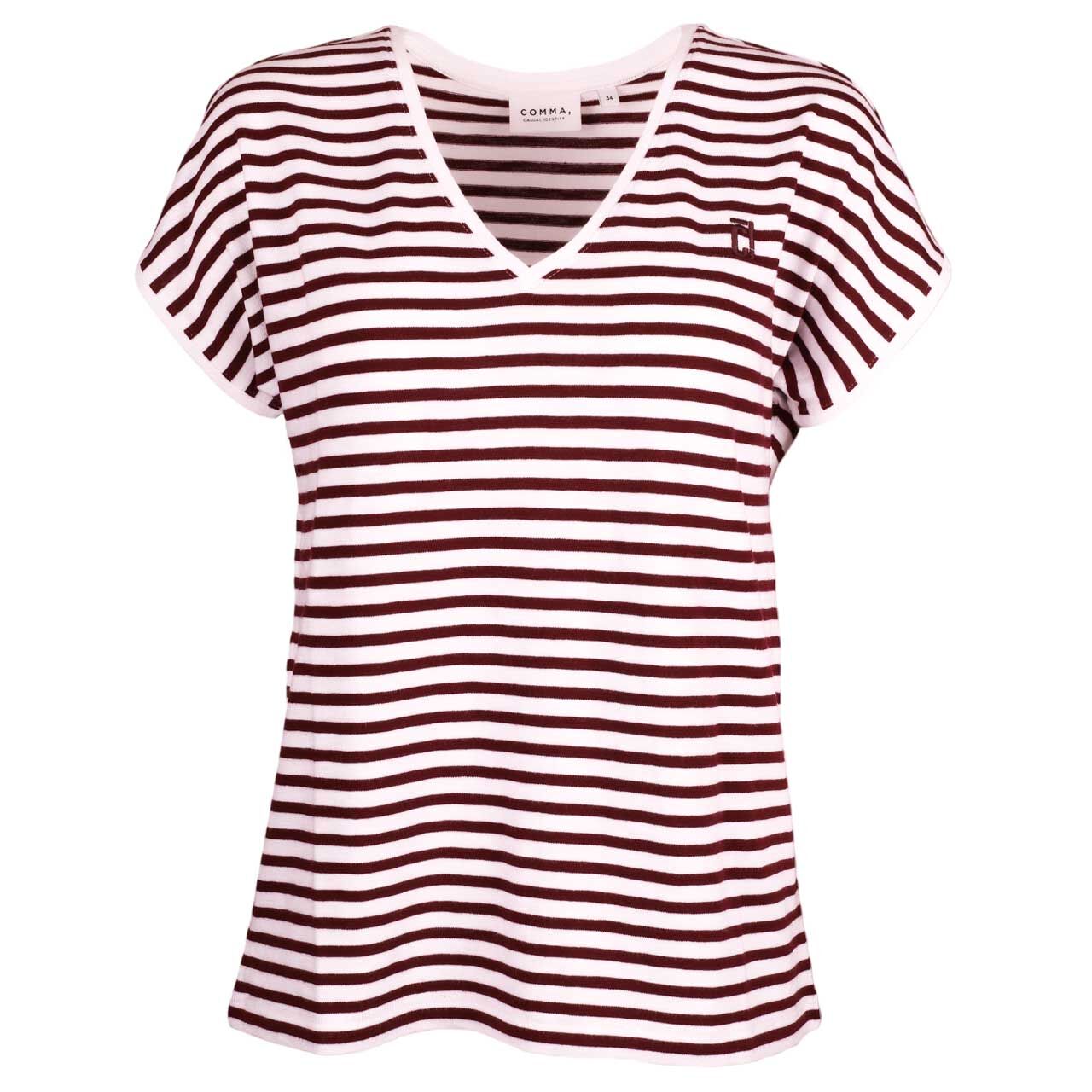 Comma Damen T-Shirt red white stripes