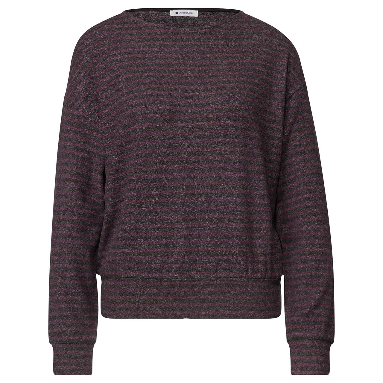 Street One Damen Langarm Shirt Soft Bottom Cuff rustic rouge stripes
