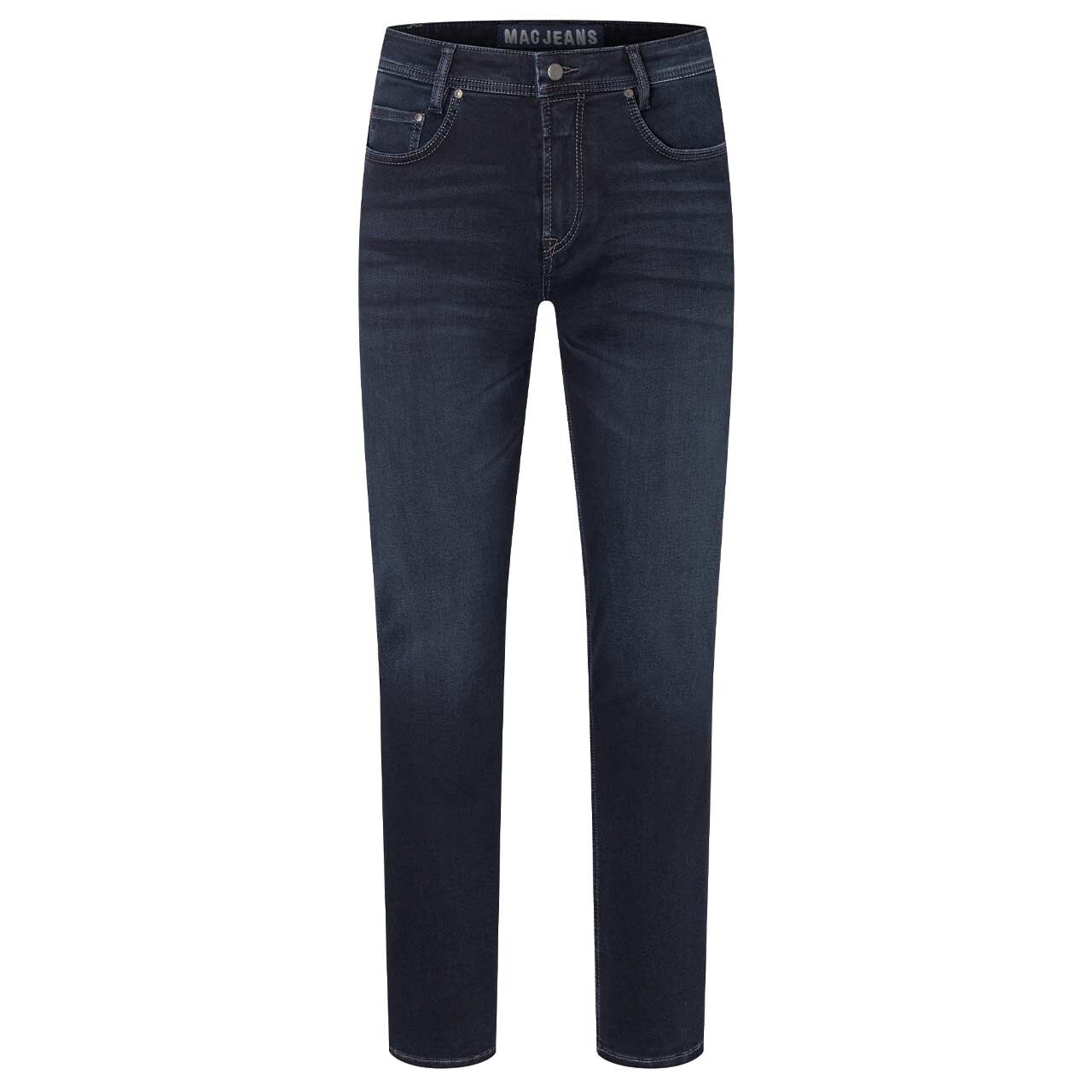 Herrenjeans Jogn von MAC in Dunkelblau angewaschen, Vorderansicht