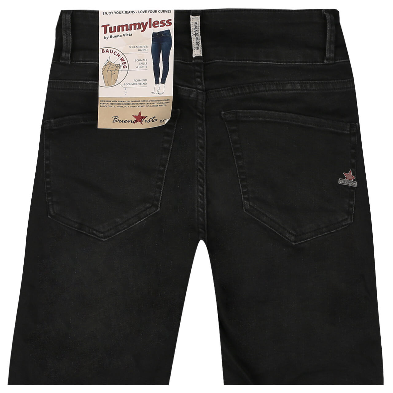 Buena Vista Jeans Tummyless 7/8 Stretch Denim für Damen in Schwarz angewaschen, FarbNr.: 2413