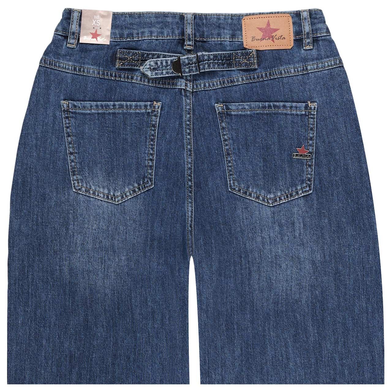 Damen 7/8 Jeans Ballon Buckle von Buena Vista in Blau verwaschen, detaillierte Rückansicht