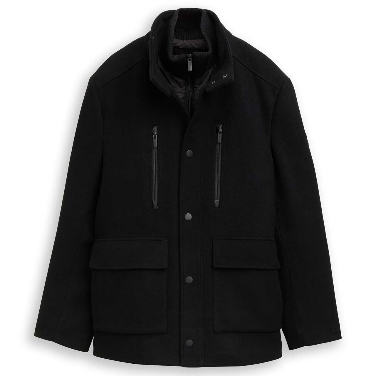 Tom Tailor Herren Mantel Wool Coat 2 in 1 black