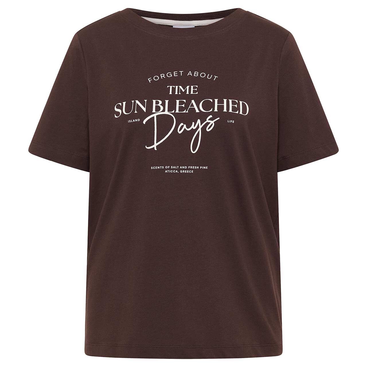 Cecil Damen T-Shirt Sun Bleached Days brown cacao