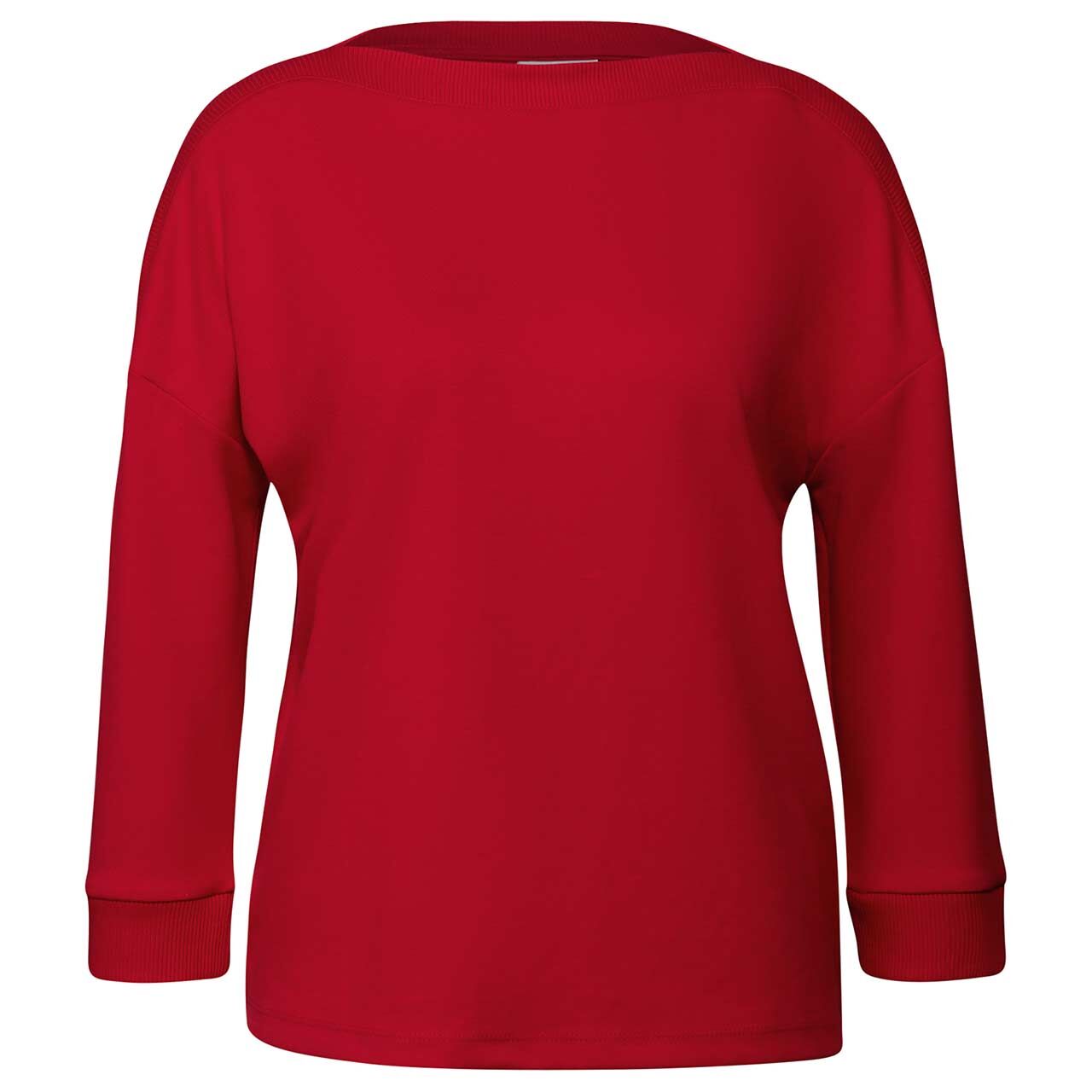 Street One Damen 3/4 Arm Sweatshirt U-Boat Rib Collar racing red