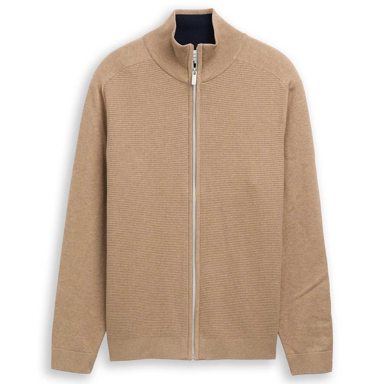Tom Tailor Herren Strickjacke Basic Zip Jacket Knit hazel brown melange