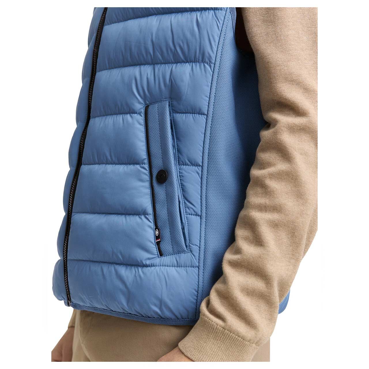 Herren Weste Hybrid Vest von Tom Tailor in Blau, Detailansicht Tasche