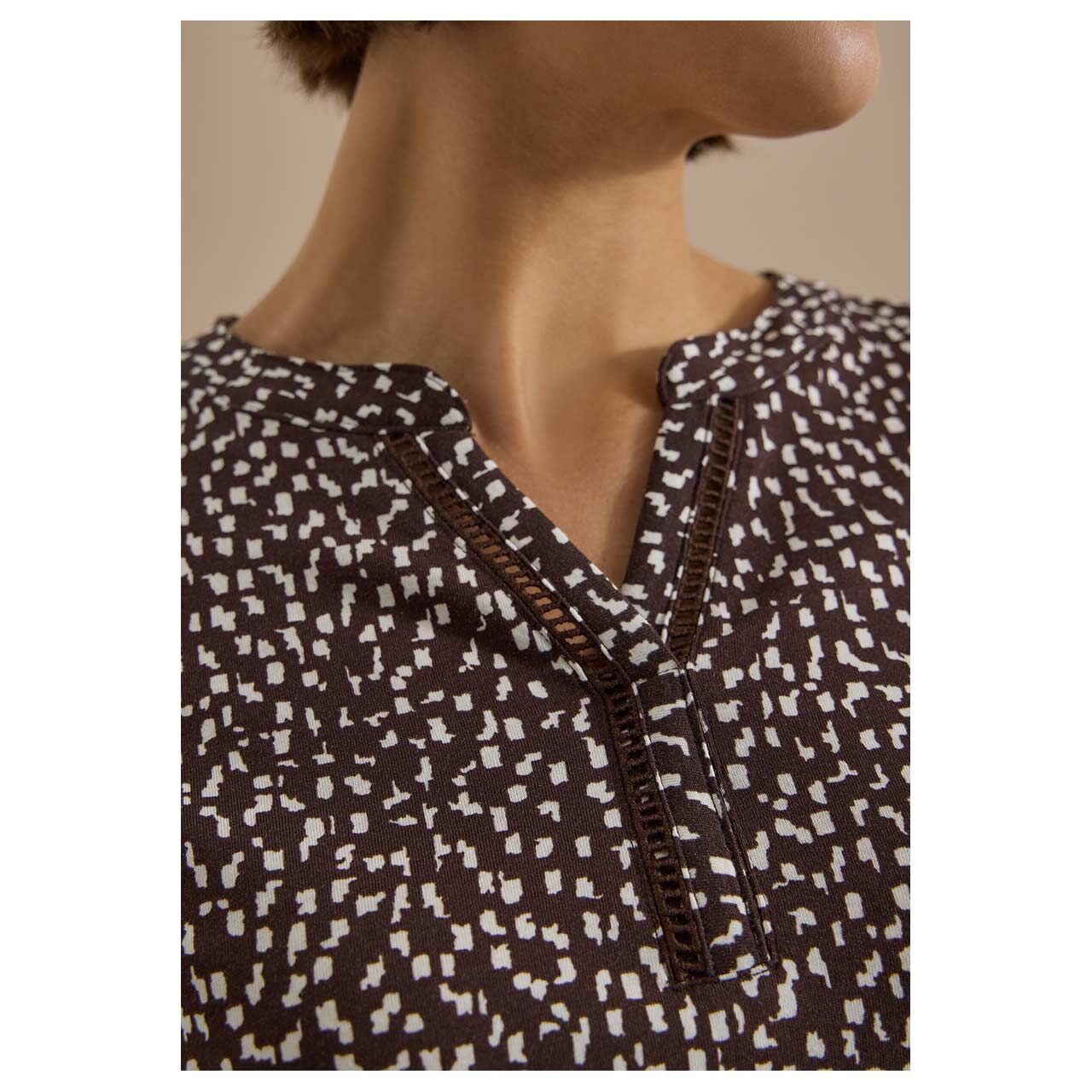 Cecil Damen T-Shirt Minimal Lace Tunic brown cacao