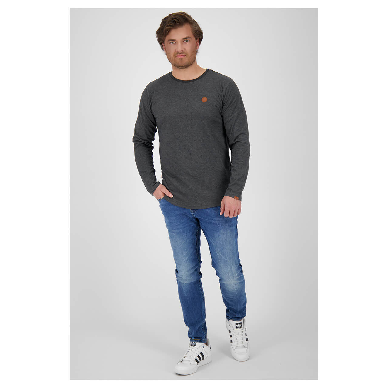 Alife and Kickin Herren Langarm Shirt Alex A moonless melange