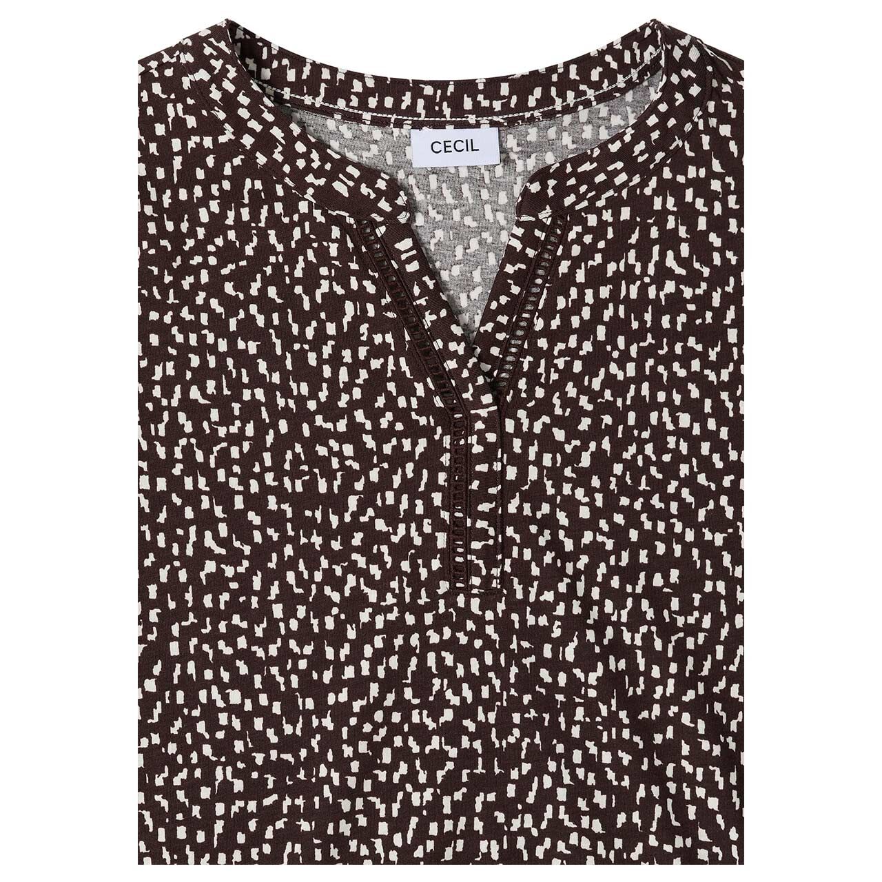 Cecil Damen T-Shirt Minimal Lace Tunic brown cacao