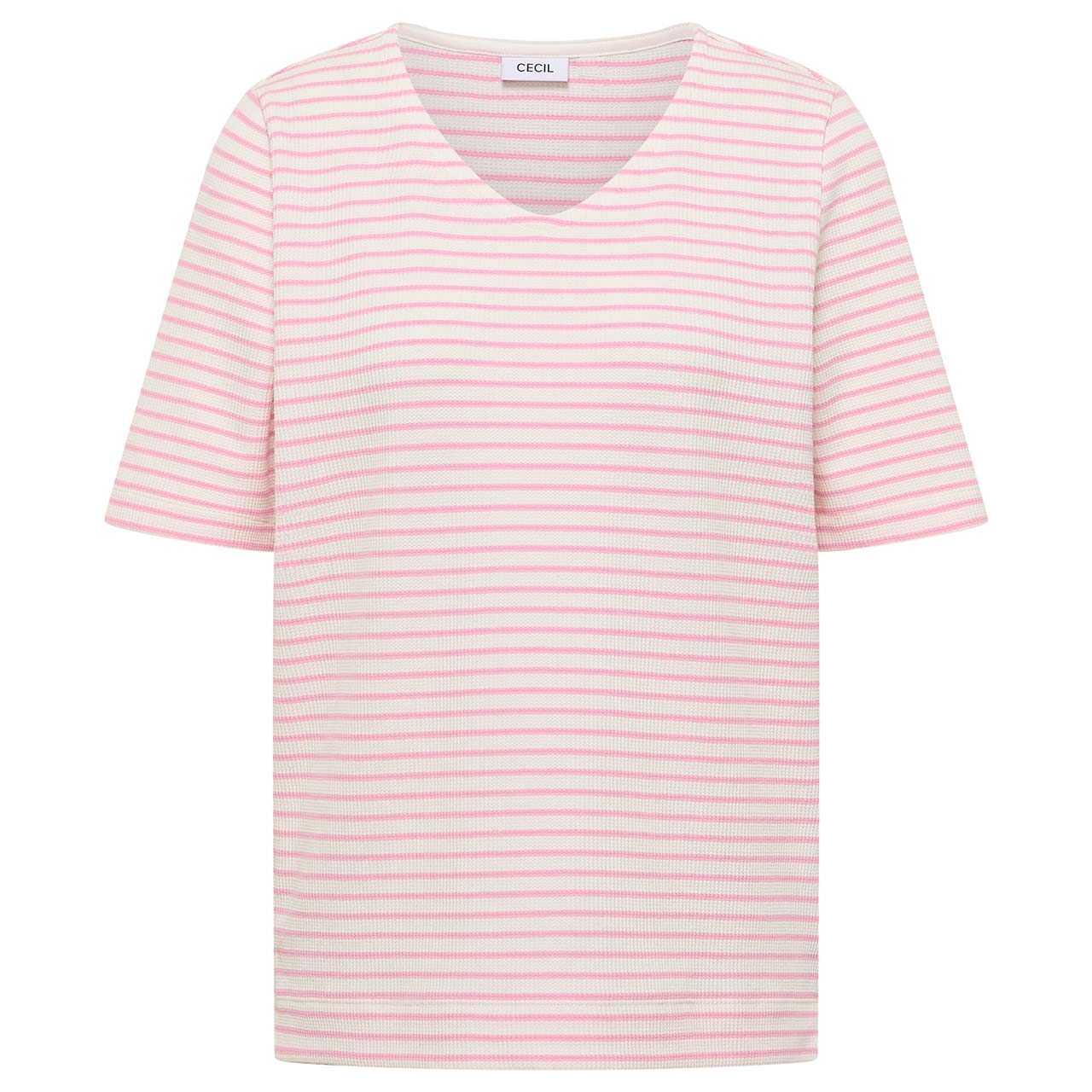 Cecil Damen T-Shirt Striped Waffle light blush rose