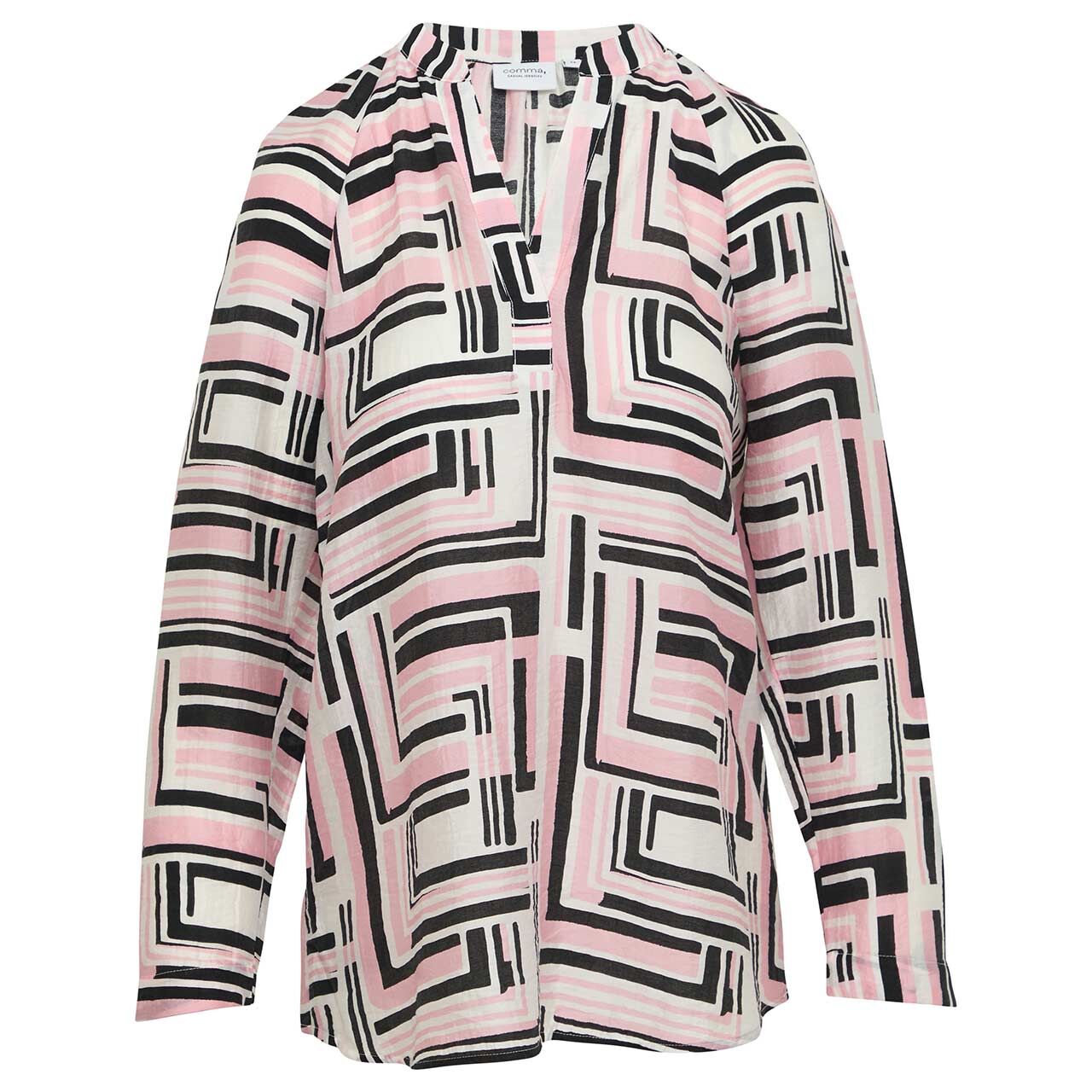 Comma Damen Langarm Bluse pink printed