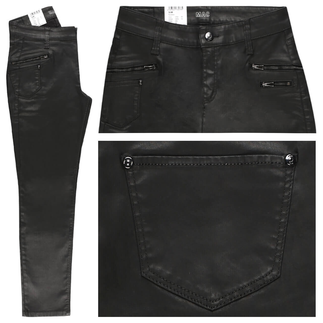 MAC Jeans Slim für Damen in Schwarz beschichtet, FarbNr.: 090