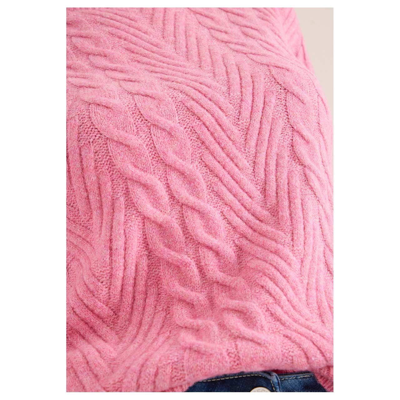 Damen Damen Pullover Cable Mix von Cecil in Pink meliert, Detailansicht Zopf-Muster