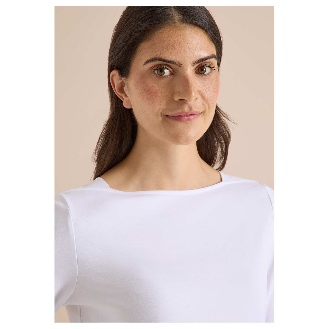 Cecil Damen 3/4 Arm Shirt Basic Boatneck soft white