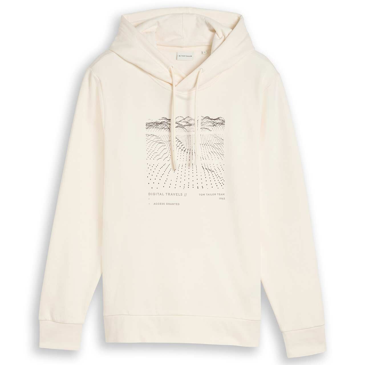 Tom Tailor Herren Hoodie Sweatshirt gardenia white