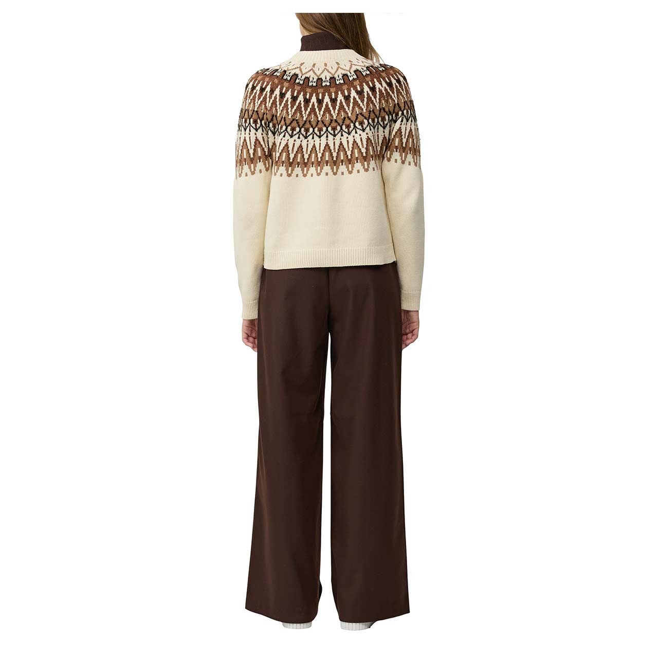 s.Oliver Damen Pullover in Cremeweiß mit Print, Rückansicht am Model