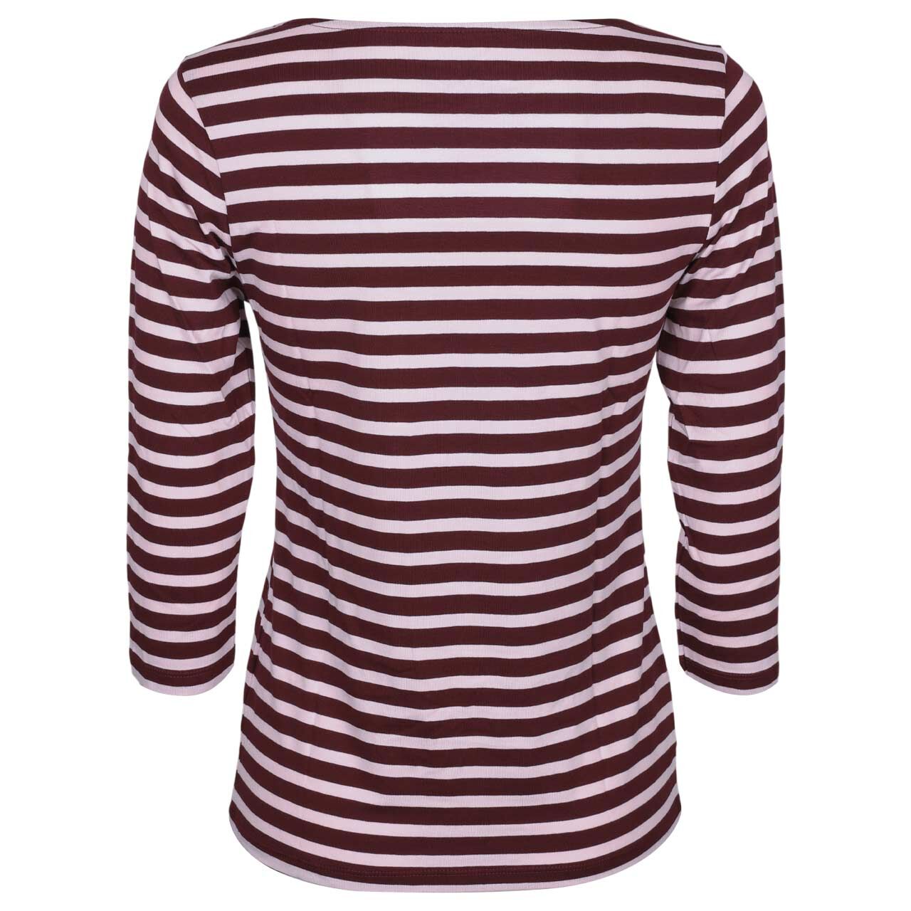Damen 3/4 Arm Shirt von Munich Freedom in Weinrot-Rosa gestreift, Rückansicht