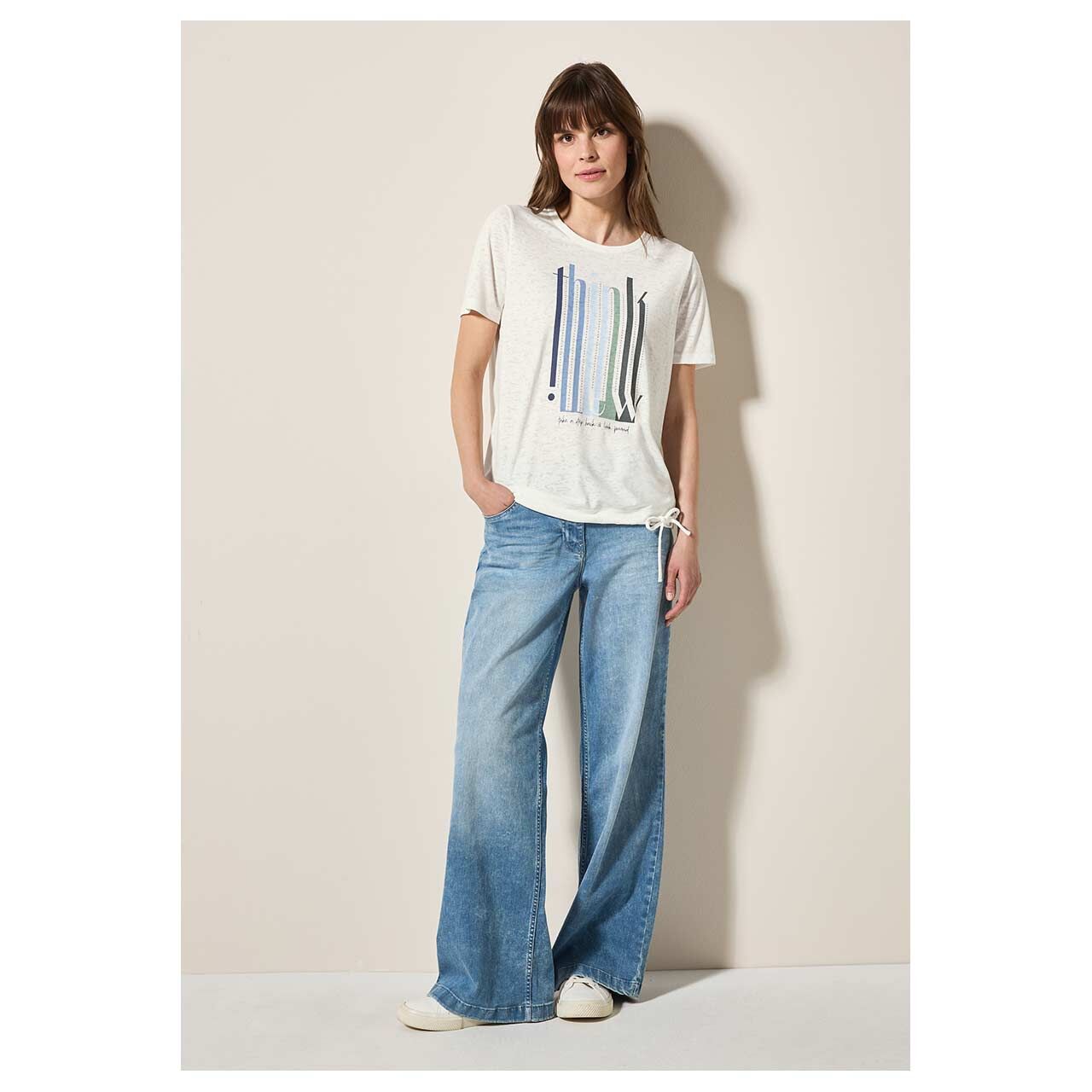 Cecil Damen T-Shirt Burn Out vanilla white