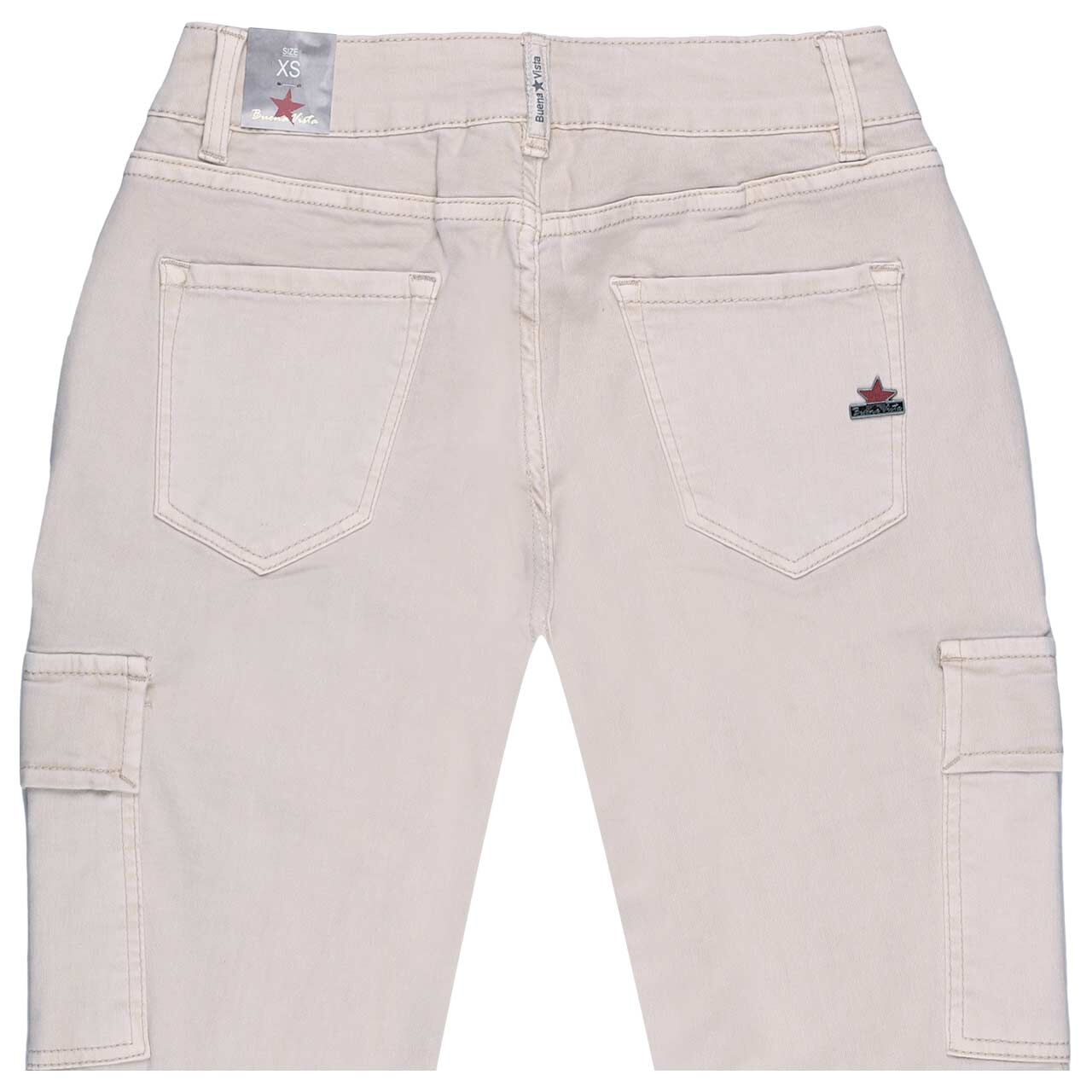 Damen Baumwollhose Cargo 7/8 Stretch Twill von Buena Vista in Hellbeige, detaillierte Rückansicht