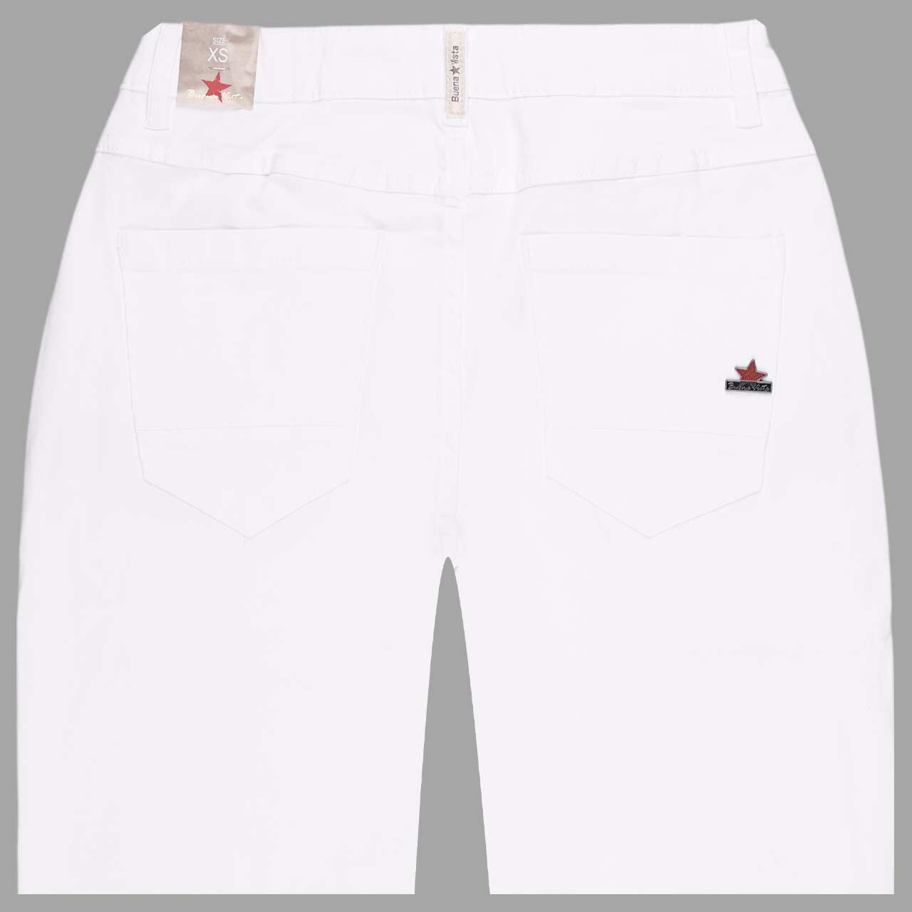 Damen Baumwollhose Anna C 7/8 Straight Stretch Twill von Buena Vista in Weiß, detaillierte Rückansicht