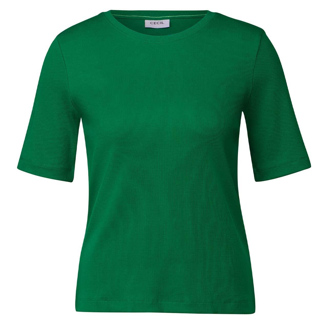 Cecil Damen T-Shirt Basic Rib garden green Cecil Damen T-Shirt Basic Rib garden green