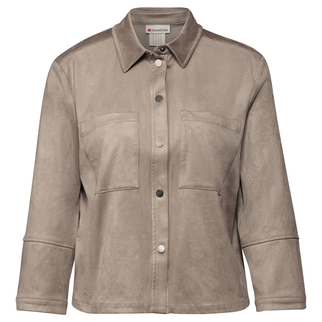 Street One Damen Jacke Velours Shirtcollar driftwood beige