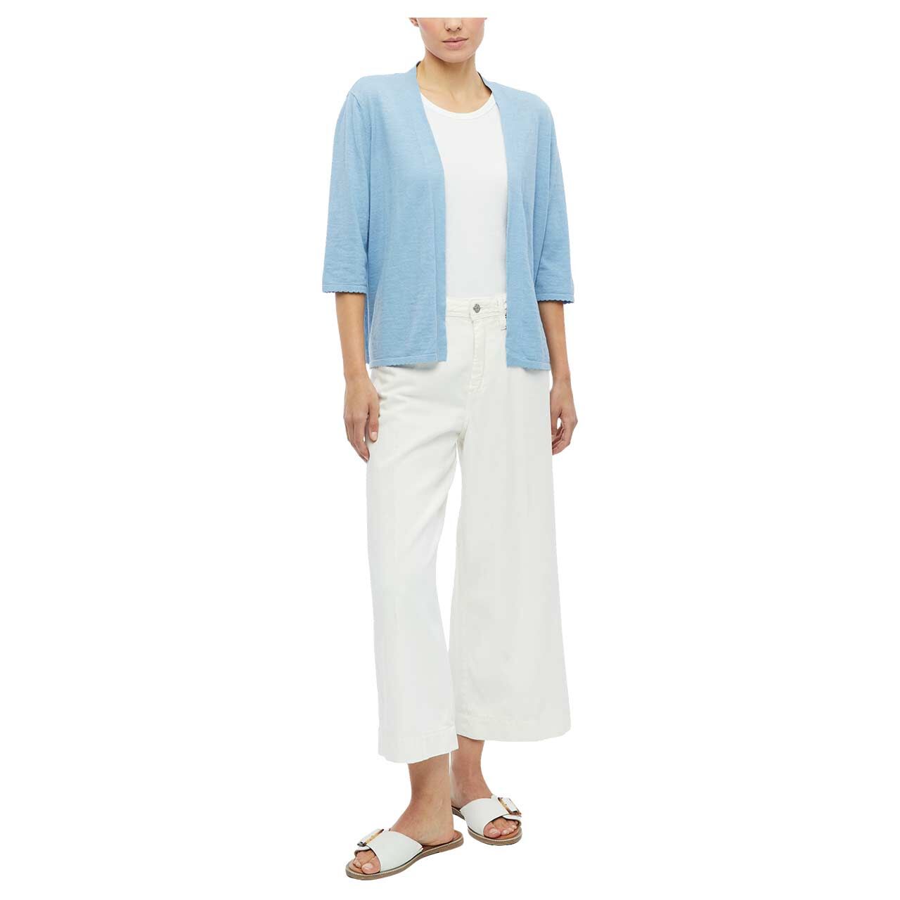 Damen 3/4 Arm Strickjacke von s.Oliver in Hellblau, Ganzkörperansicht am Model
