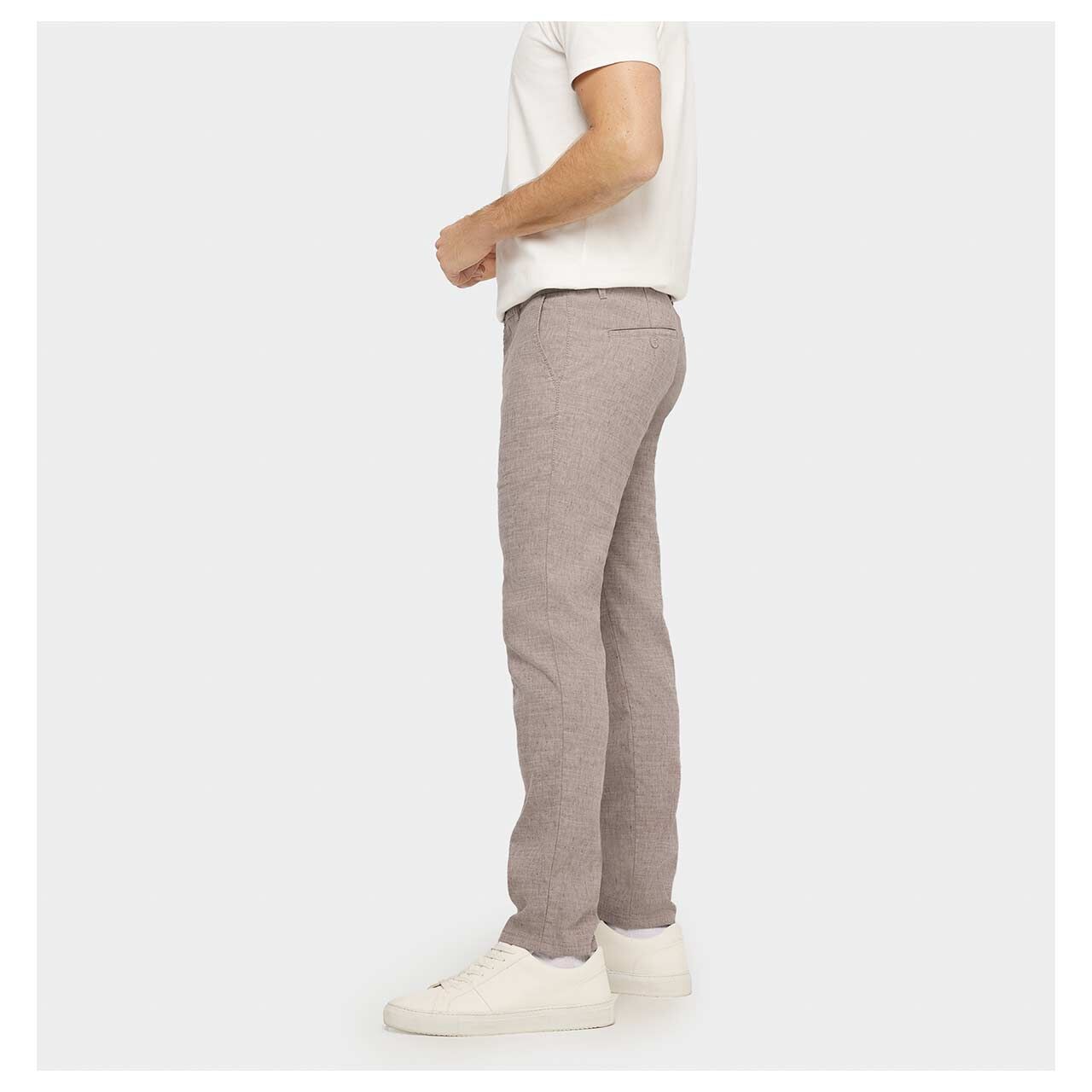 Herren Lennox Chino Leinenhose von MAC in Hellbraun meliert, Seitenansicht