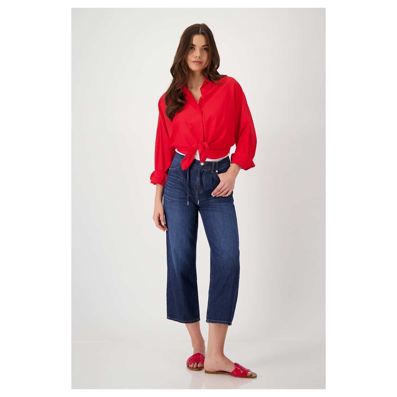 Damen Langarm Bluse von Monari in Rot, Ganzkörperansicht